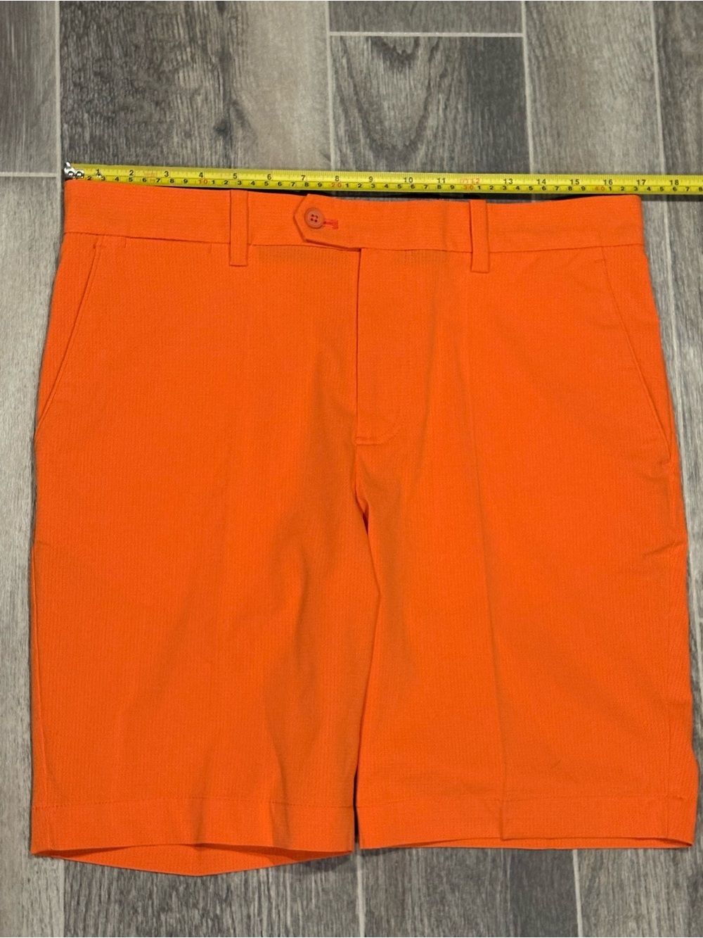 J.Lindeberg Men's Bright Orange Flat-Front Shorts